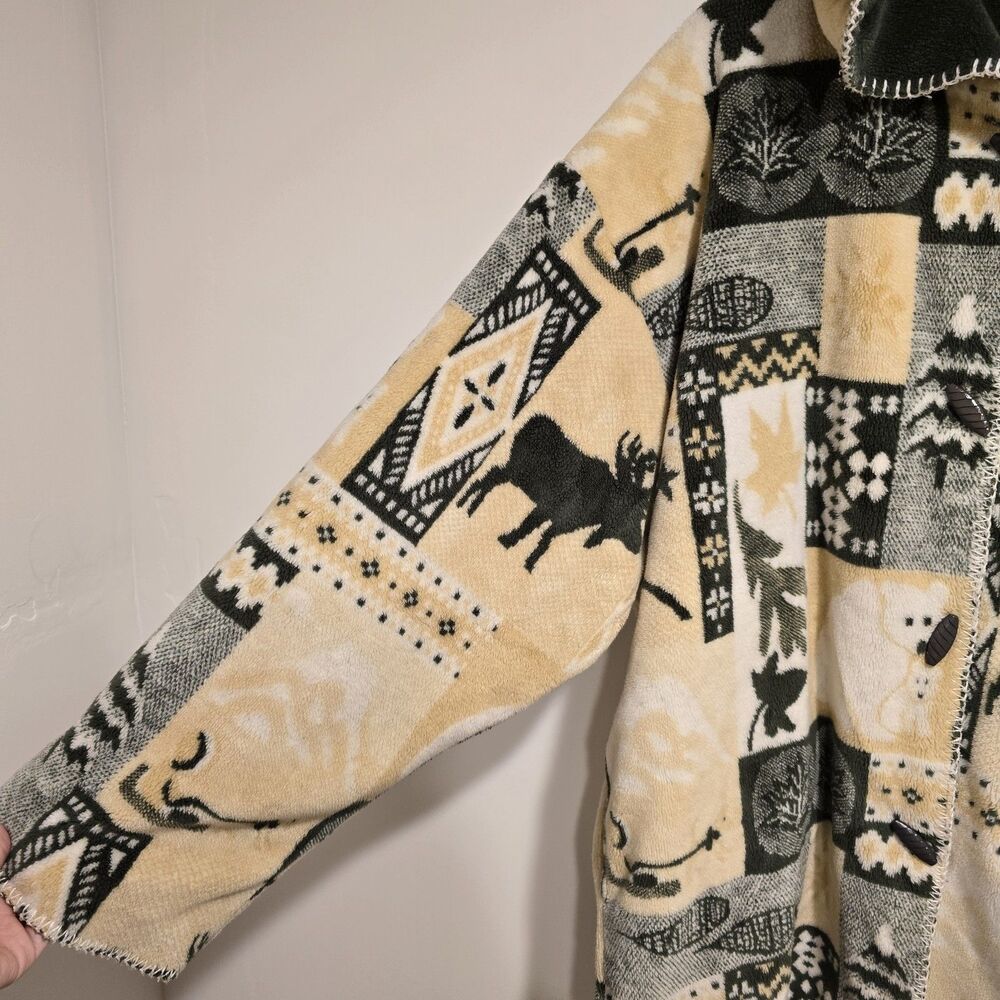 Vtg Quality Goods Canada Winter Nature Heavy Fleece Reversible Coat Jacket M/L - Picture 5 of 16